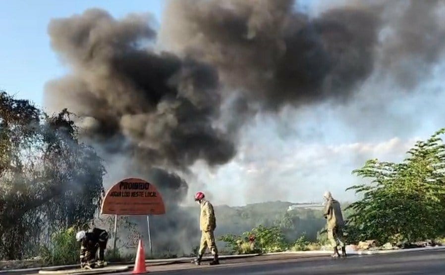 Incêndio provoca fumaça intensa no Distrito Industrial