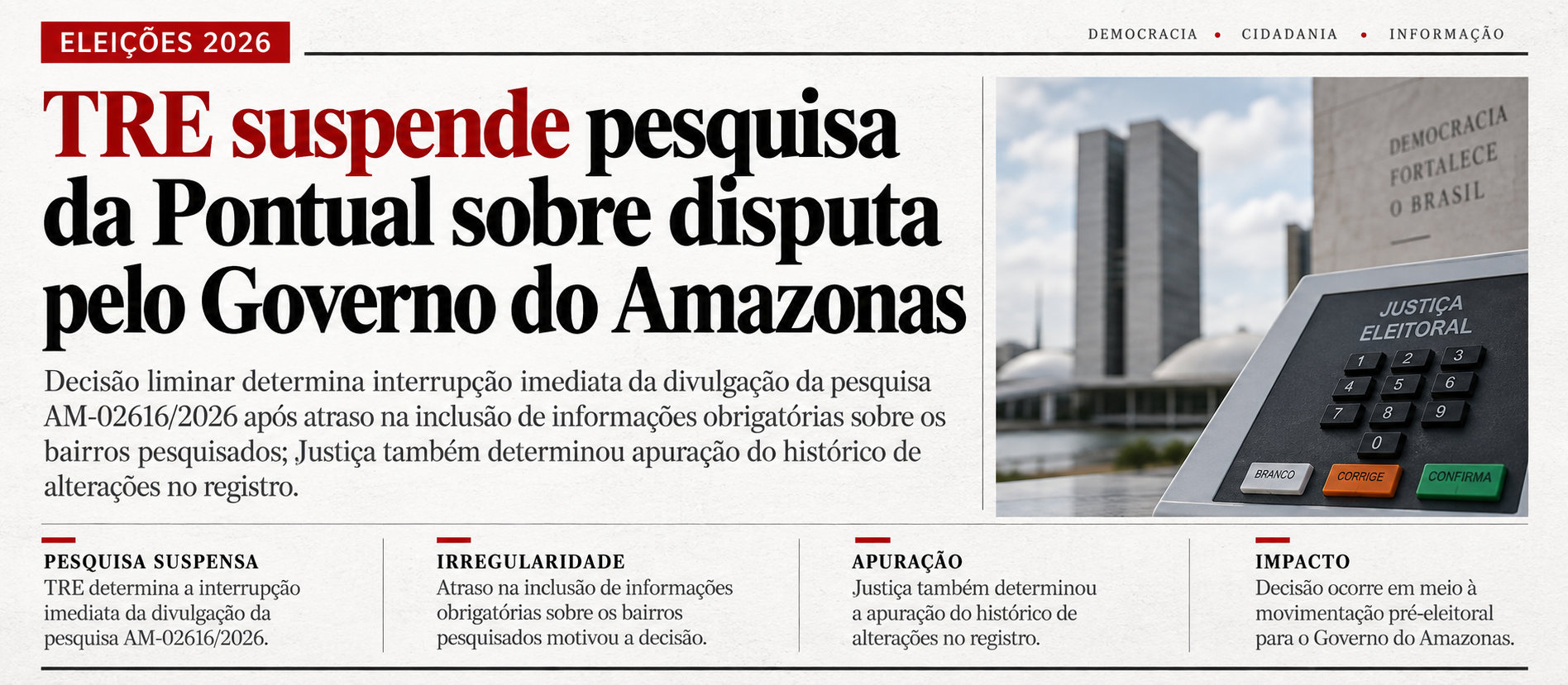 TRE suspende levantamento da Pontual e prevê multa de até R$ 50 mil