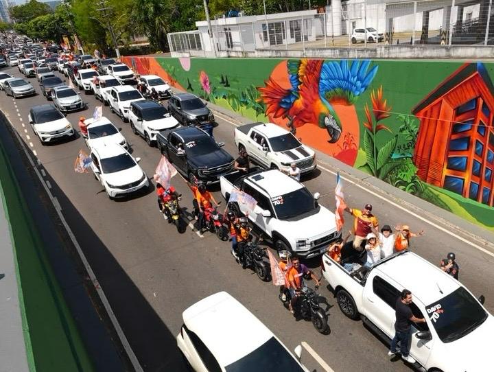 Mobilização com David Almeida supera previsão de veículos, diz organização
